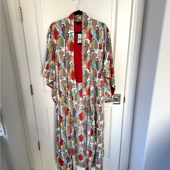 Natori Dynasty Kimono Sleeve Long Robe with Tie - NEW WITH TAGS - Medium - Picture 6 of 13